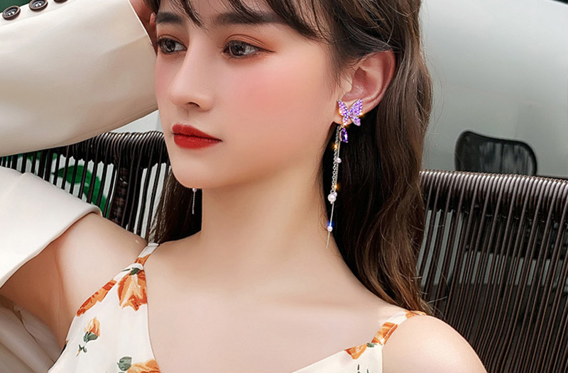 1 Pair Fashion Butterfly Alloy Inlay Rhinestones Women's Drop Earrings display picture 6