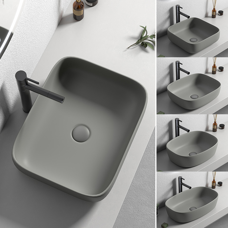 Mesa nórdica lavabo de gran tamaño lavabo único baño lavabo simple hogar gris lavabo creativo