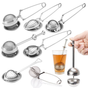 304 stainless steel tea making slag ball modern tea strainer cross-border daily creative spring tea strainer with tray