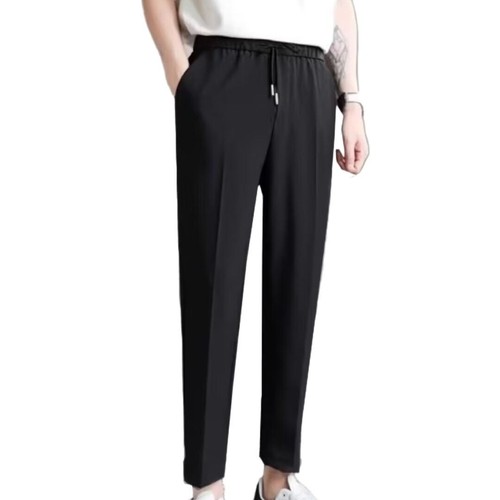 Men's Summer Thin Loose Straight Leg Quick-Dry Ice Silk Casual Versatile Nine-Peice Pants 2025