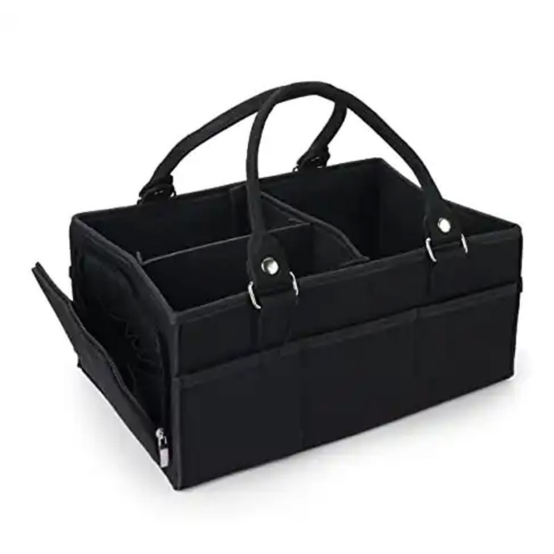 블랙 밑단 사이드 포켓 지퍼 33×23×18cm