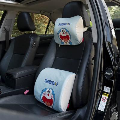 support car cushion backrest cute – Waist support - grinning-doraemon-diamond-head-pillow-combination
