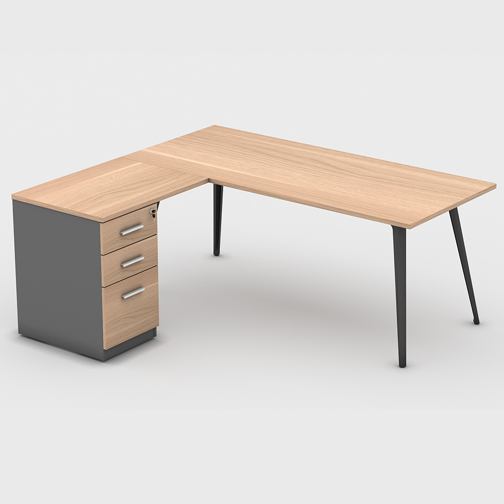 Mesa de jefe, mesa de presidente, mesa de gerente simple, mesa de clase moderna con gabinete lateral, mesa de jefe, fábrica de muebles de fuente