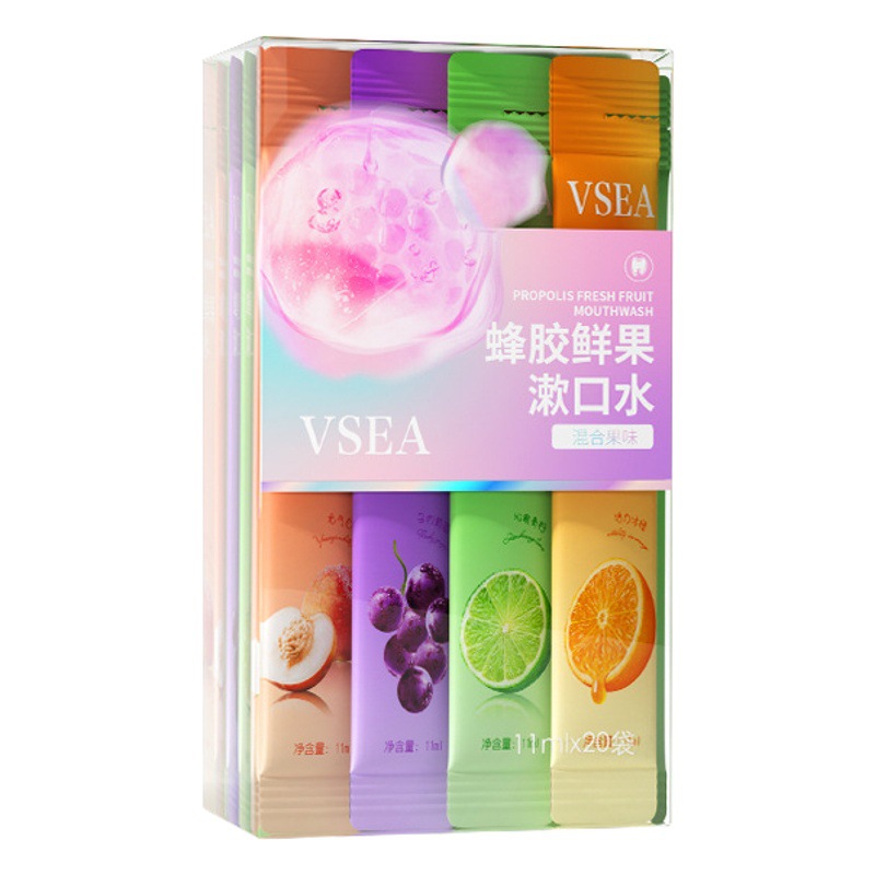 Tiktok hot mixed fruit flavor mouthwash disposable portable fresh breath deodorant 20 pack for men and women
