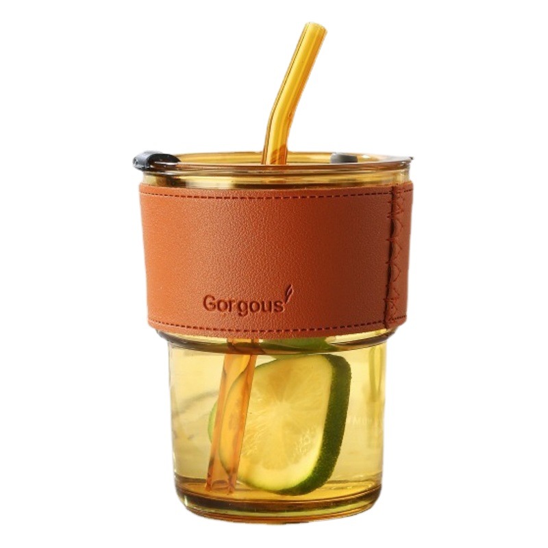 Internet Celebrity Bamboo Cup Ins Style Straw Coffee Cup Shop Celebration Drainage Advertising Gift Glass Water Cup Printed Logo