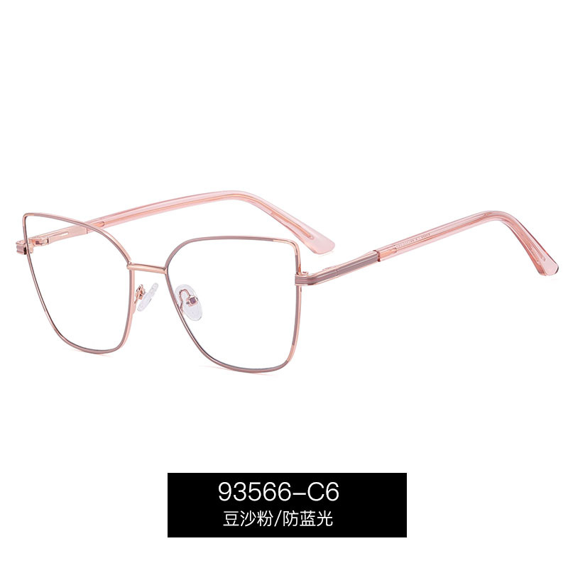 93566 nuevo espejo plano de metal anti-azul de comercio exterior, espejo óptico femenino de tendencia, fábrica de gafas al por mayor