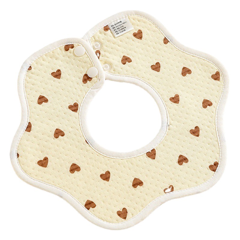Class A newborn baby saliva towel cotton waterproof knitted petal bib bib double hidden buckle soft absorbent