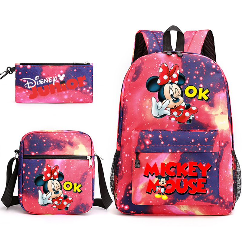 3-pieza portátil traje para niñas estudiantes universitarios niños mochila de lona Mickey/ratón 2022