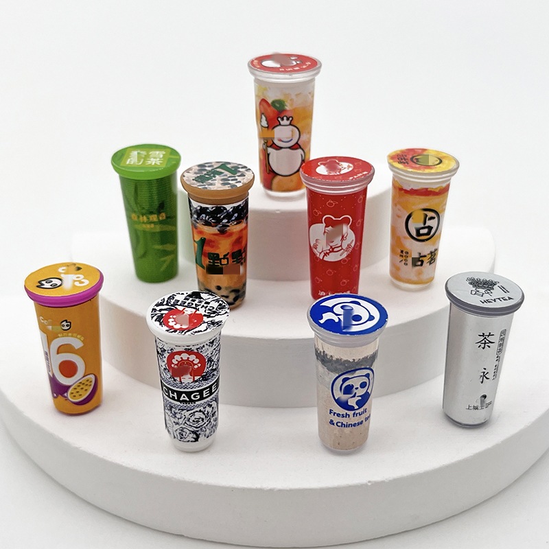 Simulation milk tea miniature food play convenience store children's paradise doll house ornaments tide play shop vending machine gift wholesale
