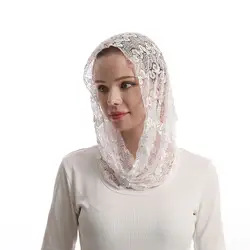 Voile de mariage musulman foulard dentelle voile musulman châle de masse voile monocouche_voghion.com