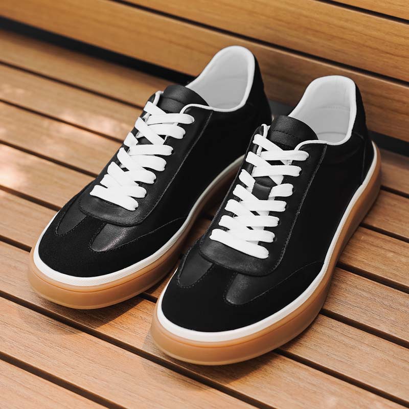 [Cuero de vaca de cabeza] nuevo hombre simple de alta seda de vaca de terciopelo zapatos de entrenamiento de cuero auténtico zapatos deportivos de skate casuales
