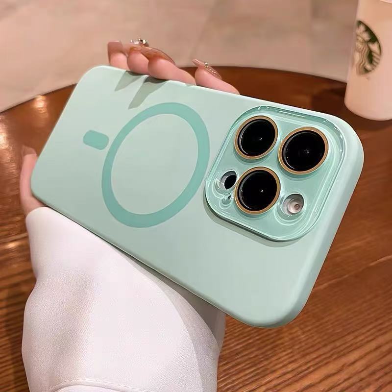 Ventana líquida pequeña succión magnética de silicona para Apple 16ProMax funda para teléfono móvil 16 color sólido simple iphone16Pr