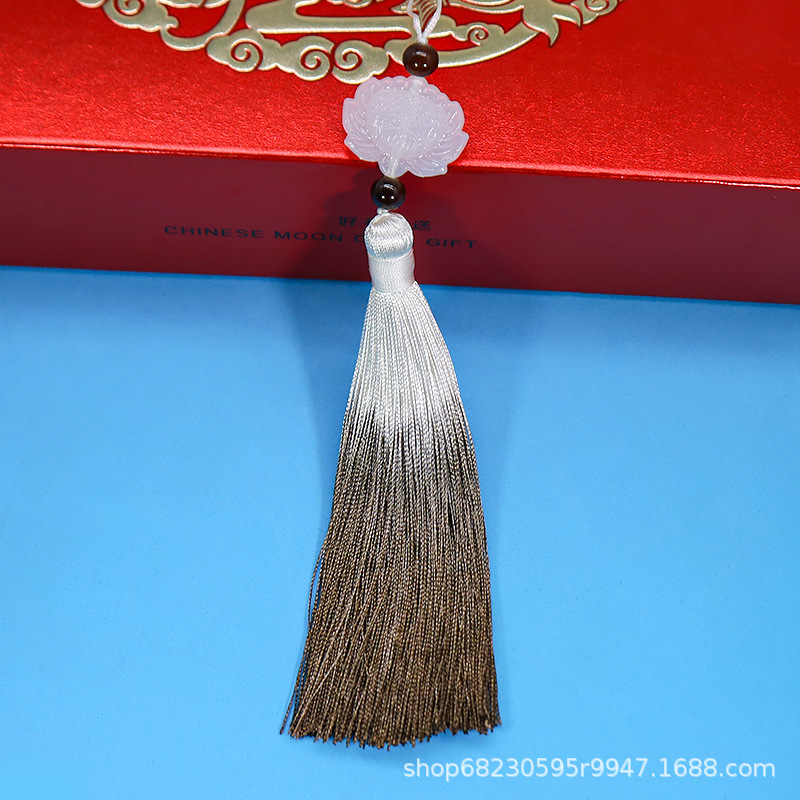 White Jade Lotus Gradient Tassel [Navy Blue] 1 piece