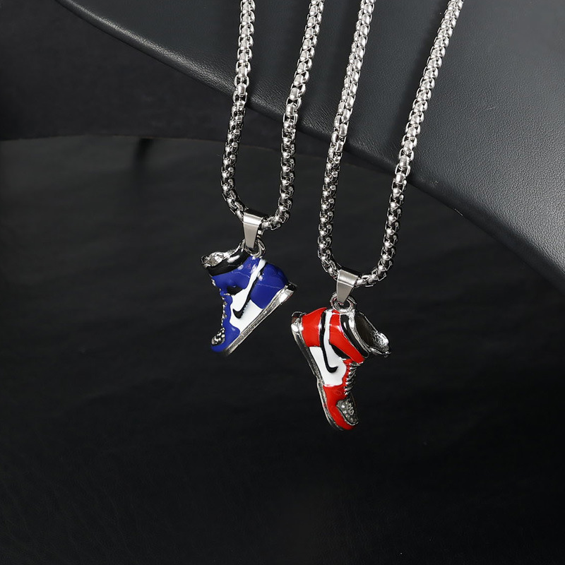 European and American titanium steel hip-hop basketball shoes pendant men's and women's cross-border Street personality fashion brand long all-match couple's sweater chain