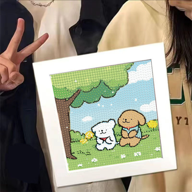 手作りダイヤモンド塗装子供用ペーストライン作り子犬男の子と女の子フルダイヤモンドペーストテーブルおもちゃ象嵌|undefined