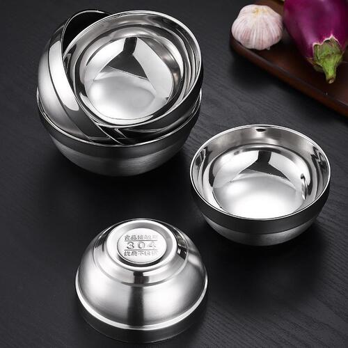304 stainless steel platinum bowl school soup bowl vacuum double-layer bowl household anti-scalding bowl rice bowl children's insulated bowl