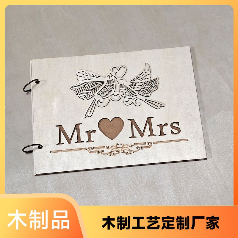 Wooden Photo Frame Mr. and Mrs. Mrmrs Wedding Guest Sign-In Book Wedding Signature Book Sign-In Book