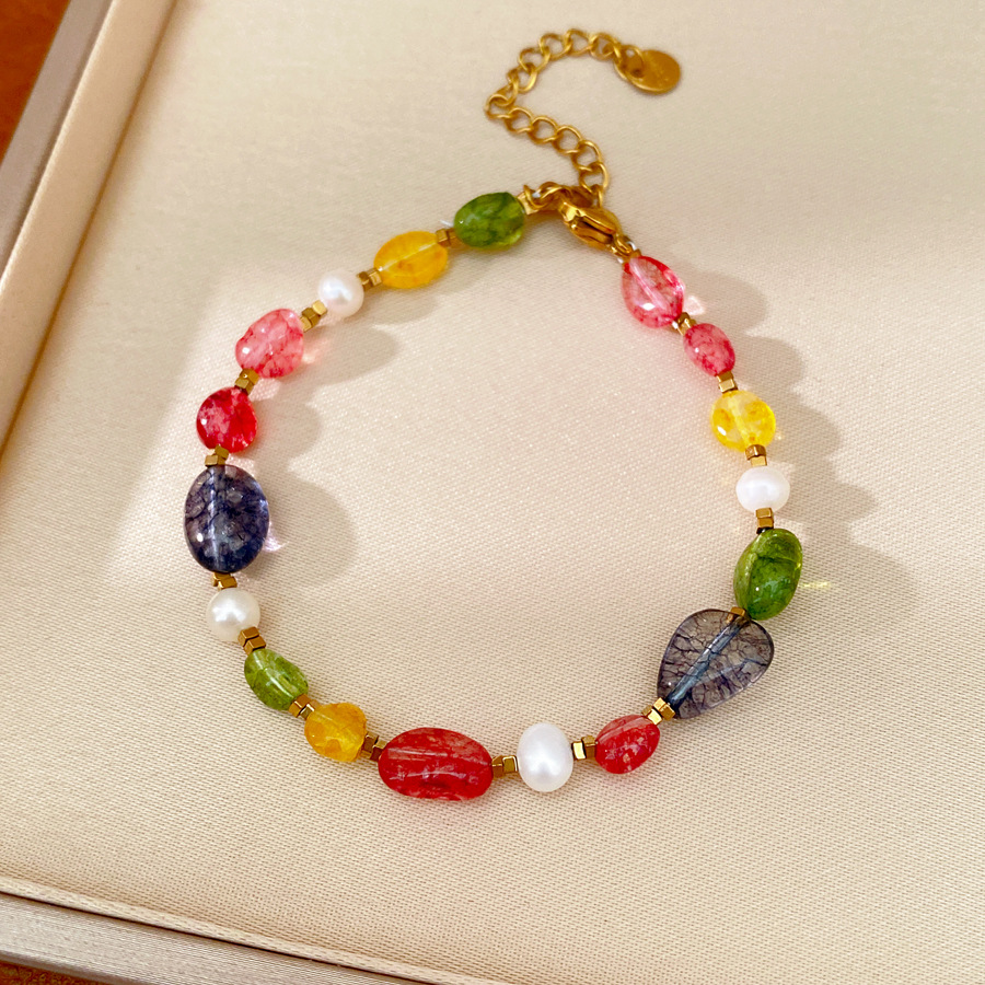 Collar de perlas de piedra de colores lujo ligero nicho de alta calidad collar de perlas temperamento de vacaciones accesorios dulces set de joyas