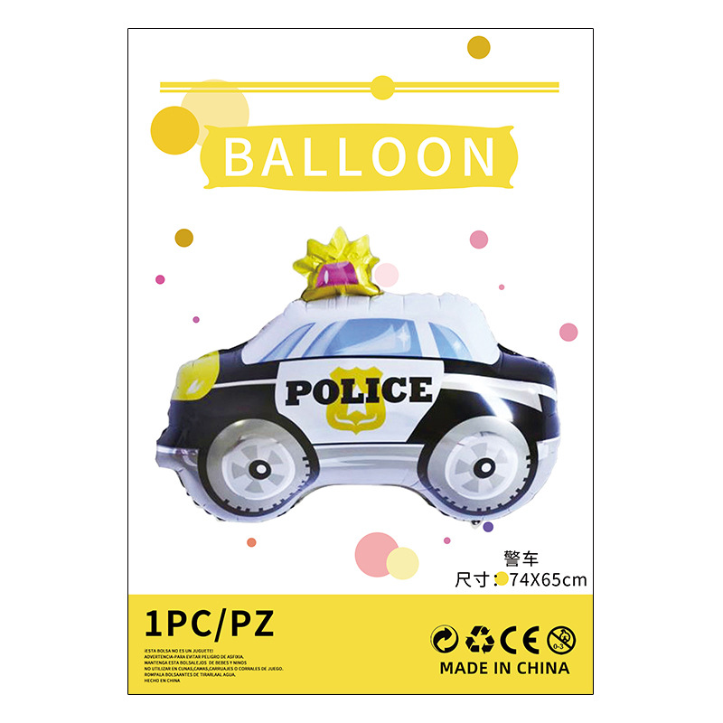 Herramientas de transporte globo de película de aluminio embalaje independiente camión de bomberos ingeniería vehículo avión juguete para niños globo de película de aluminio al por mayor