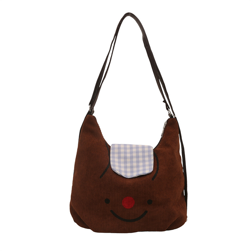 Vintage velcro nariz roja sonriente bolso de mano para mujeres otoño y invierno 2024 gran capacidad mochila de viaje mochila