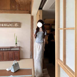 春夏季小众居家舒适简约百搭直筒裤温柔系气质高腰垂感显瘦休闲裤