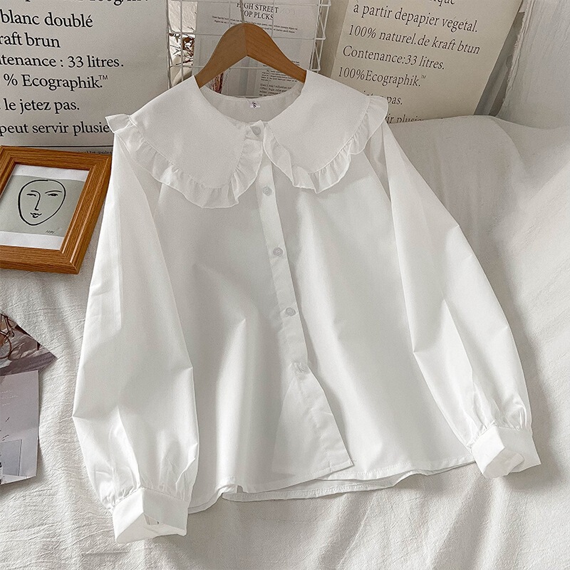 Academy Style All-match Long-sleeved White Shirt Women's Early Autumn New French Style Retro Design Sense Niche Loose Stacked-up Shirt