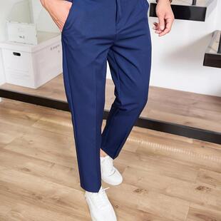 Men'S Stylish Black Casual Pants Sleek Straight Leg Design