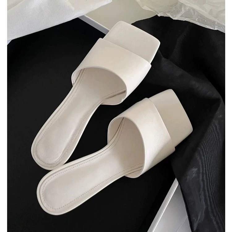 2024 весна и лето, новые европейские и американские простые однотонные слипоны с квадратным носком и стразами, модные тапочки на толстом каблуке в сказочном стиле