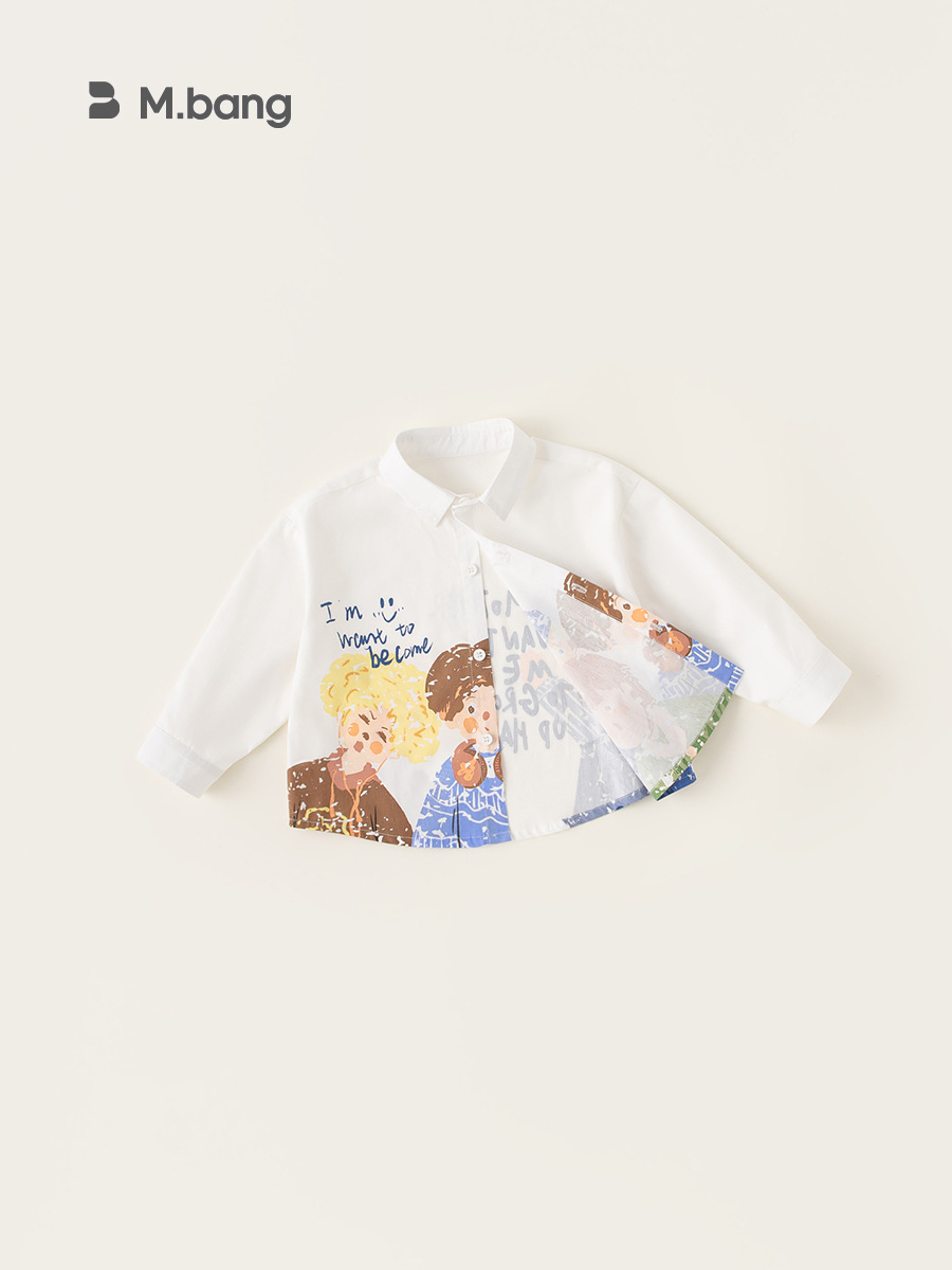 Yoobao ropa infantil camisa infantil 2025 primavera nuevo niño dibujos animados graffiti camisa coreana camisa de bebé