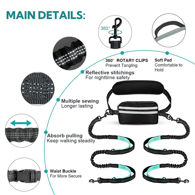 Verbesserte, freihändige Katzenleine mit verstellbarer Hüfttasche und Hundeleine_voghion.com