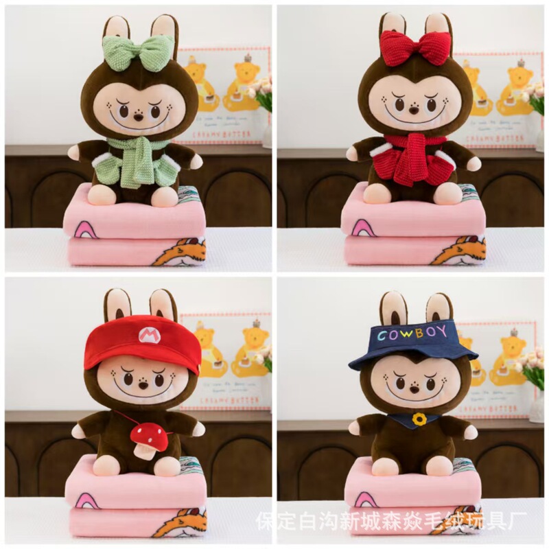 Cartoon Labubu Doll Pillow Blanket Two-In-One Air Conditioning Blanket Nap Blanket Plush Toy Doll Cartoon Labubu Doll Pillow Blanket Two-In-One Air Conditioning Blanket Nap Blanket Plush Toy Doll