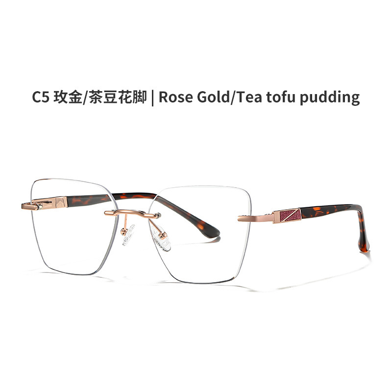 跨境新款无边框防蓝光眼镜女士外贸高清眼镜框可配近视眼镜79005|undefined