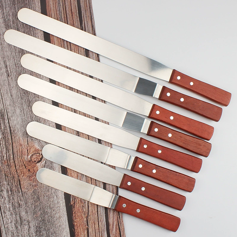 Лопатка для крема для торта 6 дюймов 8 дюймов 10 дюймов деревянная ручка из нержавеющей стали прямой поцелуй кривая поцелуй гладкий нож количество можно обсудить
