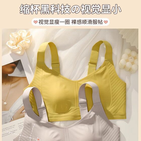 Summer Ultra-Thin Seamless Rabbit Ear Bra for Women with Large Busts, Minimizes Appearance, Large Size, Summer Anti-Sagging Bra