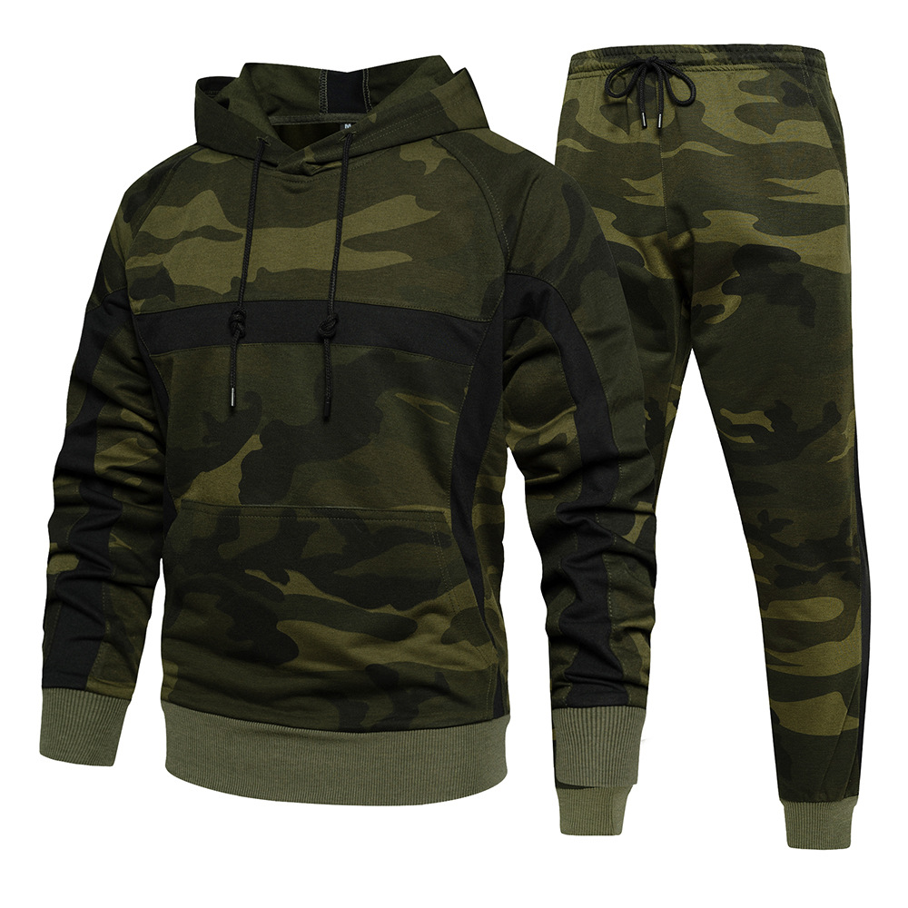 Vêtements pour femmes Costumes de sport décontractés pour hommes automne et hiver nouveaux hommes 2022 camouflage lâche grande taille cardigan à capuche costume deux pièces_voghion.com