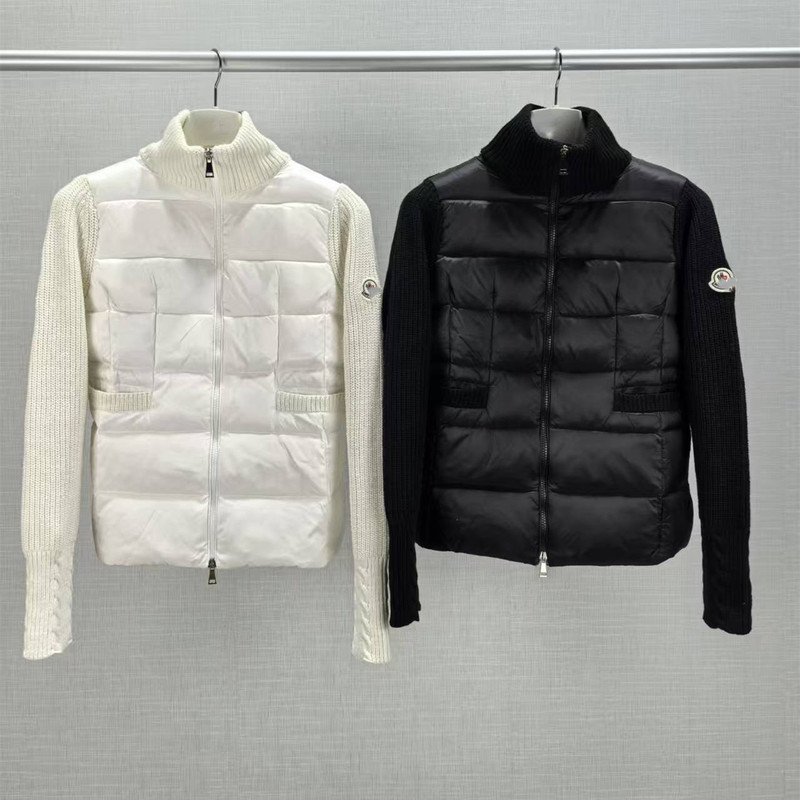 高品原标蒙家徽章刺绣LOGO针织袖拼接90白鸭绒轻薄立领羽绒服女装|undefined