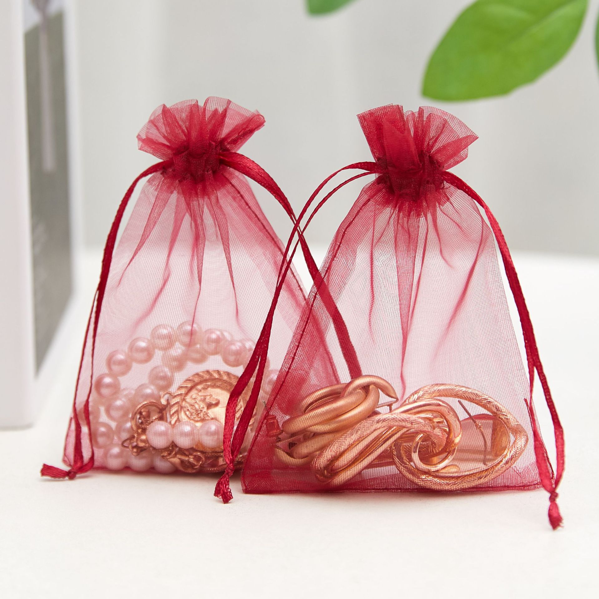 Bolsa de organza blanca al por mayor, bolsa de malla de perlas, bolsa de embalaje de regalo con boca de cordón, joyería de dulces de boda, bolsa de cordón, bolsa de almacenamiento