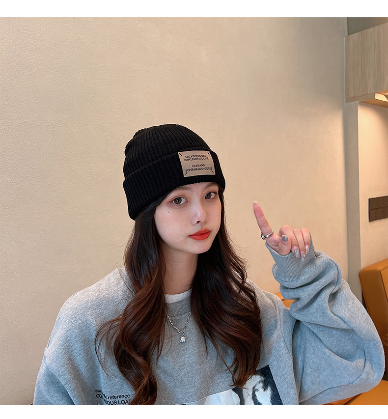 Winer Warm Whie Knied For Women And Men Wih Pach Leers, Vinage Syle, Large Head Circumference, Cold Weaher_voghion.com