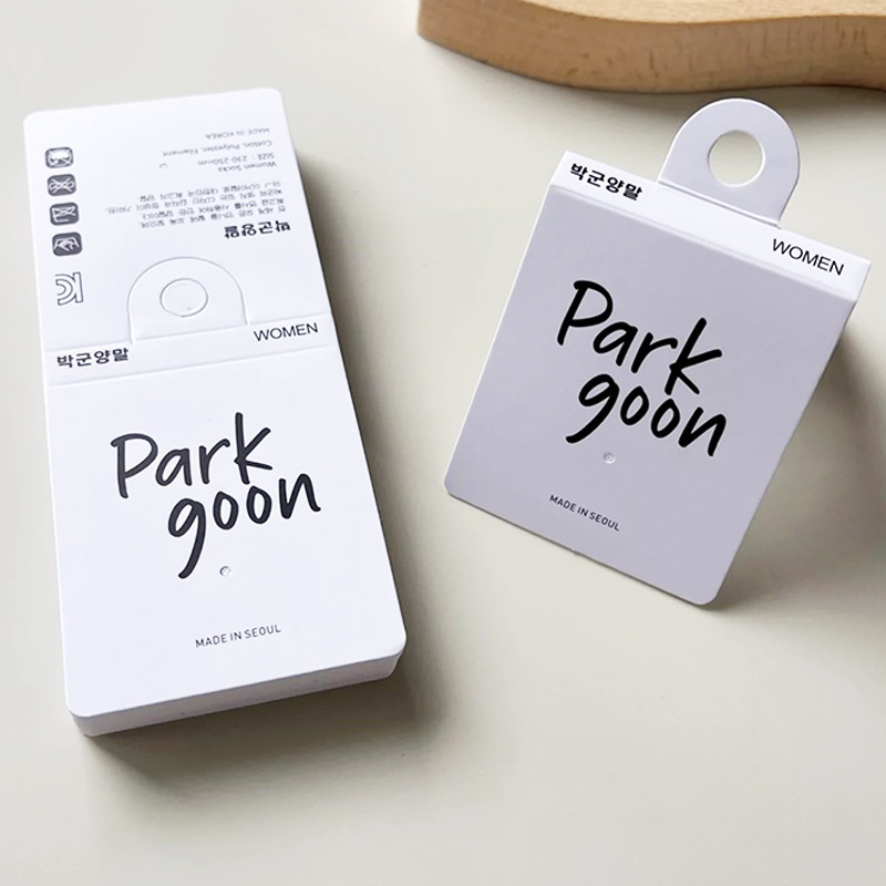 Comes with a No-Hook Clothing Label, Sock Size Card, Packaging Paper, Hang Tag, Price Tag, Sock Card, Clothing Label