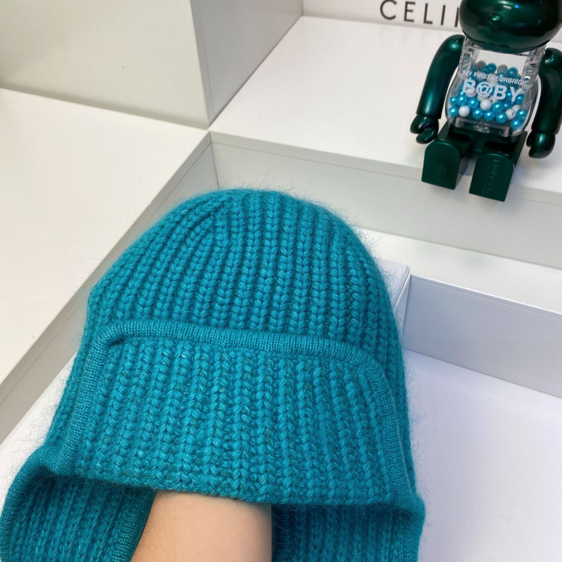 Russischer Samt, verdicktes Kaninchenhaar, gestrickt für Wärme im Winter, Ohrenschutz, Gesichtsumhüllung, Wollmütze, modisch_voghion.com