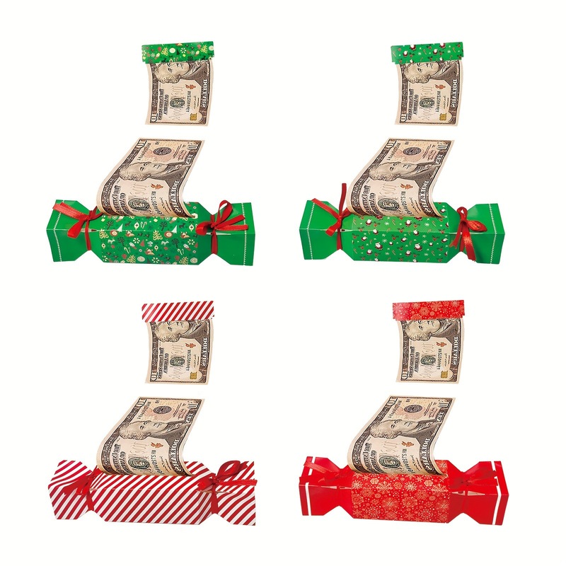 4 パッククリスマスサプライズマネーキャンディボックス子供用リボンレッドボックス装飾パーティーギフトボックスウェディングパーティー|undefined