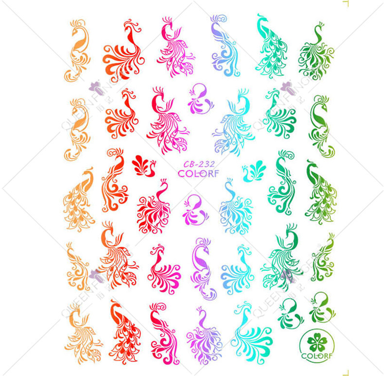 Joyas de manicuras láser fantasía serie de pegatinas de uñas de color dragón y phoenix de estilo chino colorido pegatinas de uñas de serpiente