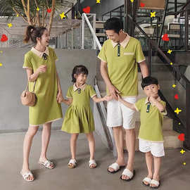 2024夏装新款亲子装立领衫裙抖音网红母子装母女装短袖园服百搭