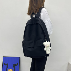 ins书包女学生韩版网红初中高中生帆布背包日系纯色大容量双肩包