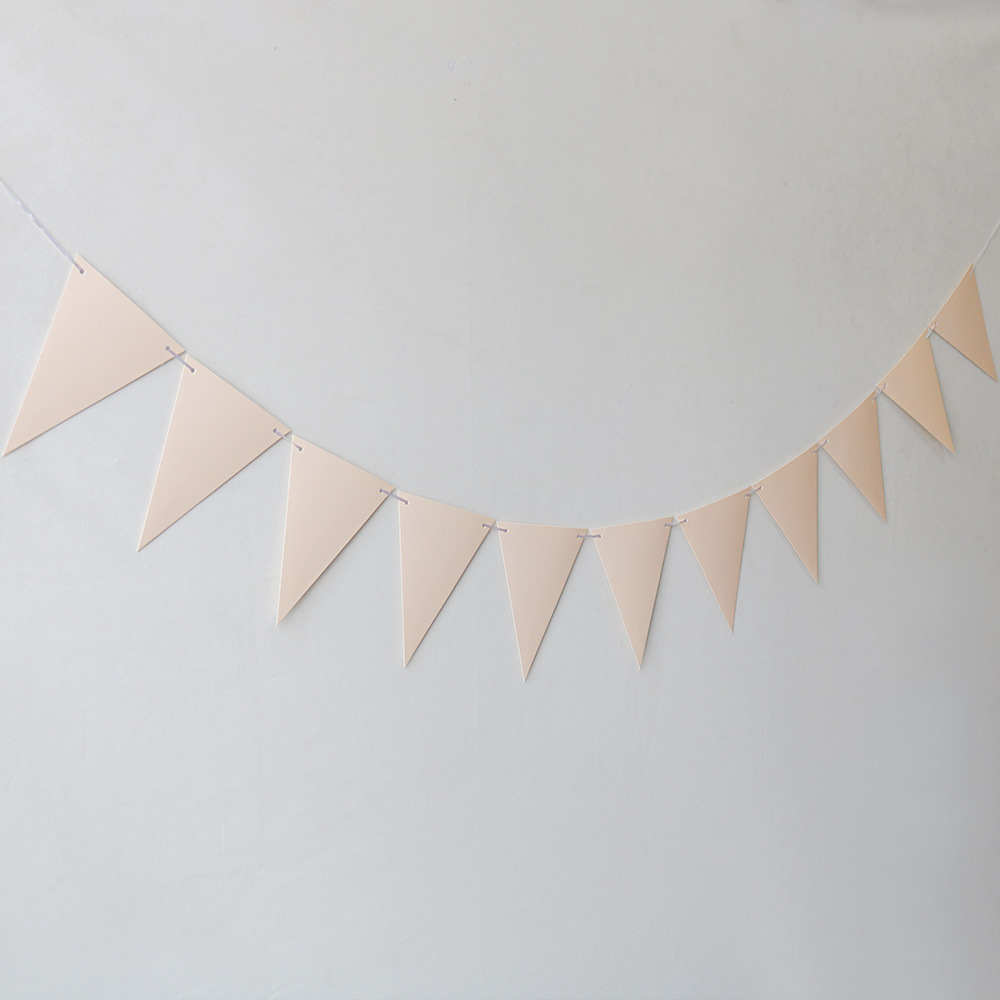 Bandera Triangular con Patrón de Ondas en Papel Dorado, Decoración de Cumpleaños, Pancarta Festiva, Decoración de Fondo para Fiestas, Accesorio de Fondo, Bandera Triangular