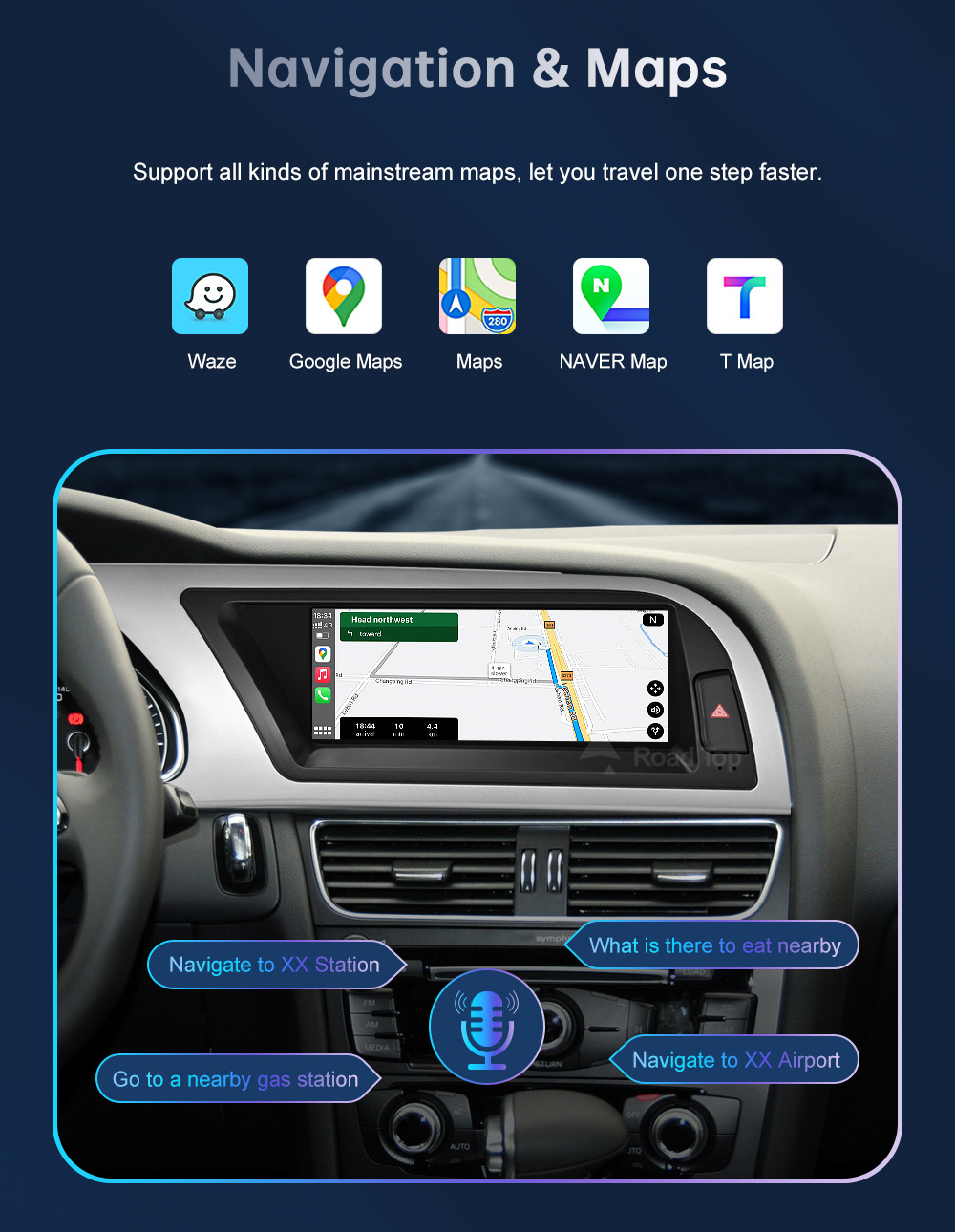 8.9 inch wireless CarPlay display for A4 A5 2009-2012 radio player