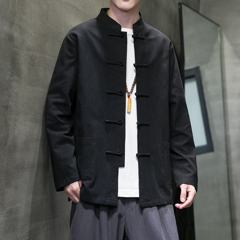 Spring and Summer Chinese Style Men's Youth New Chinese Style Cotton and Linen Shirt Linen Tang Suit Long Sleeve A118-C817545 Spring and Summer Chinese Style Men's Youth New Chinese Style Cotton and Linen Shirt Linen Tang Suit Long Sleeve A118-C817545