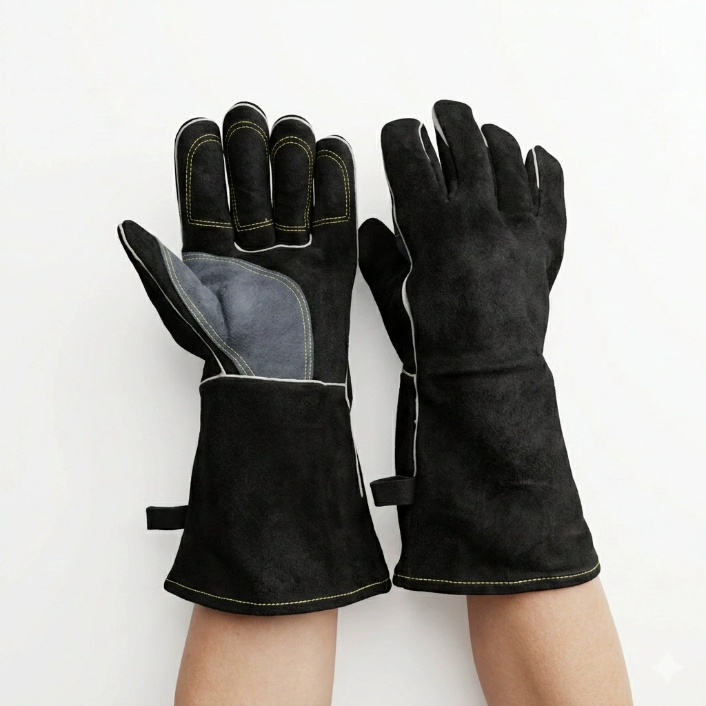 35cm воловьей алюминиевой фольги утолщенные многослойные сварочные противоскользящие и стойкие к резке при высокой температуре теплые сварочные перчатки оптом