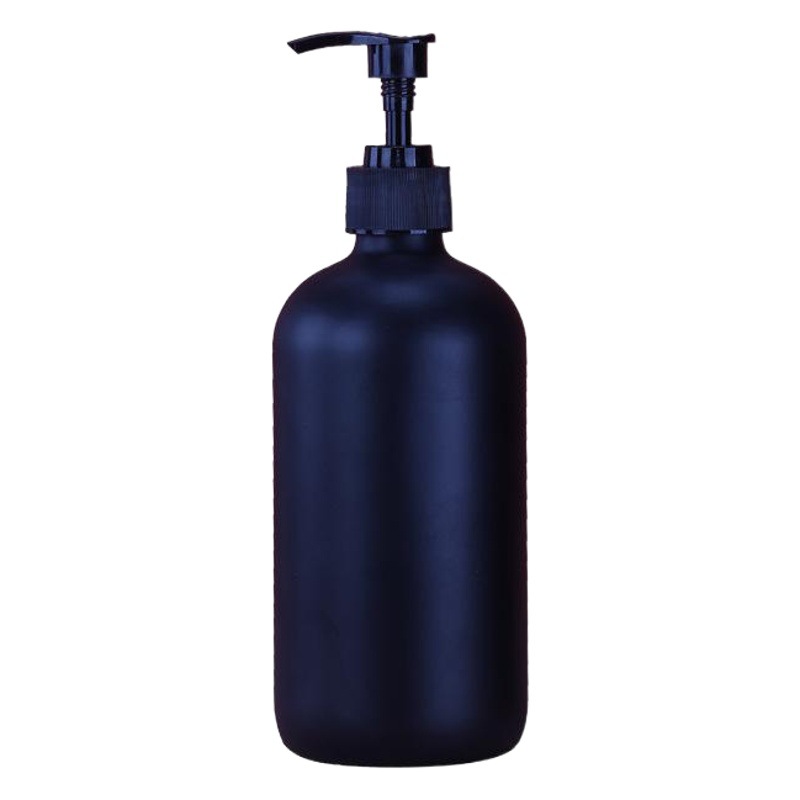 250ml botella de Boston esmerilado 8oz botella de desinfectante de manos de vidrio transparente 500ml botella de loción negra 16oz sub-embalaje
