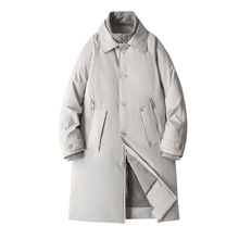 2024冬季新款时尚简约轻奢中长款风衣假两件白鸭绒羽绒服男外套潮